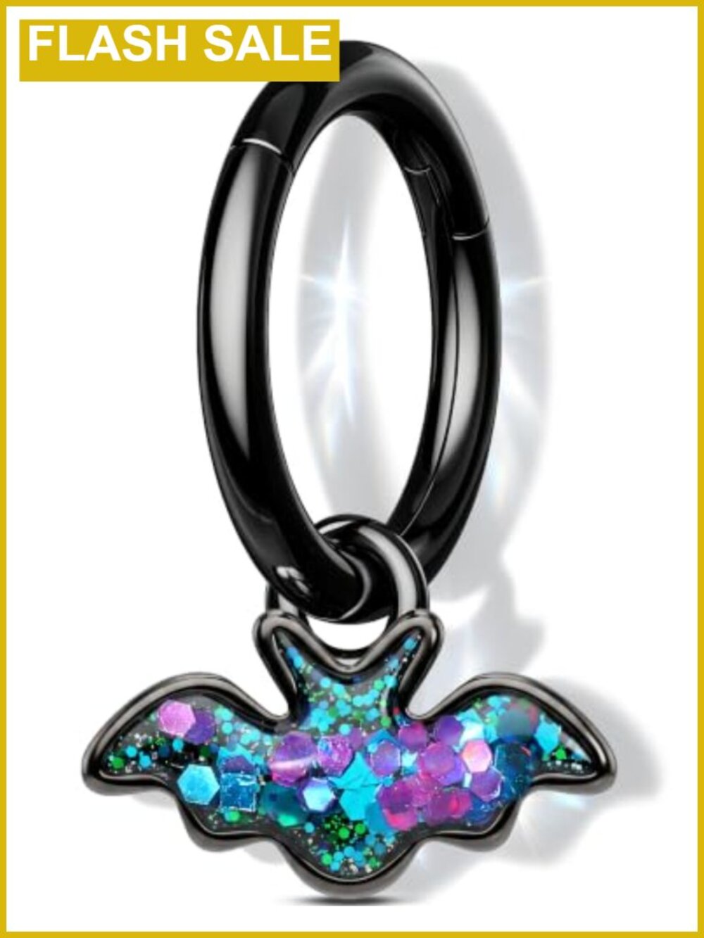 14G Stainless Steel Hinged Clicker Belly Ring Bat Charm Piercing Jewelry
